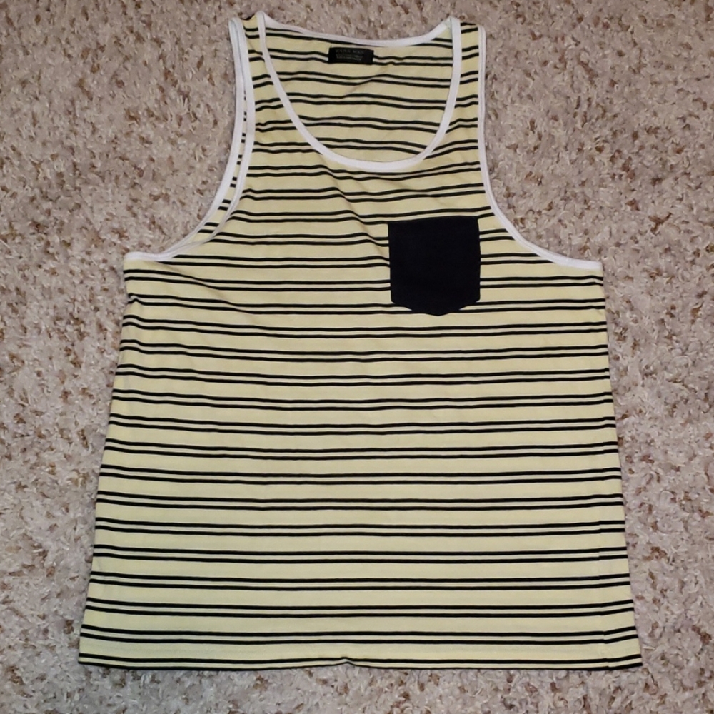 Zara Man yellow/dark blue tank top size medium